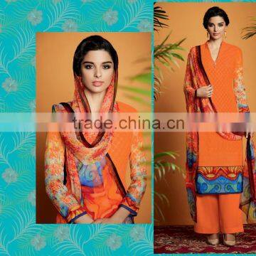 Regal Orange Cotton Satin Designer Palazzo Suit/beautiful salwar kameez online