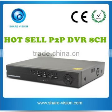 low cost DVR recording system h.264 dvr 8 CHANNEL P2P dvr standard alone