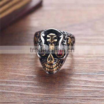 Gold Silver Engraved Vintage Gothic Surgical Stainless Steel Skull Ring for Man photo-2