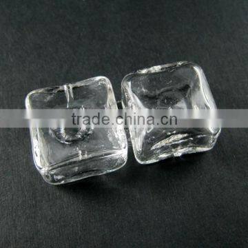 24mm transparent square shape glass dome cabochon with 3mm hole bottle DIY jewelry supplies 3070067