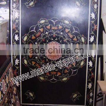 Black Rectangle Marble Inlay Table Top photo-2