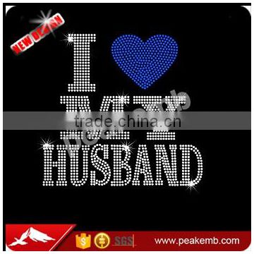 I Love My Husband hotfix rhinestone transfer iron on applique for tshirt