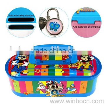 lock tin metal kids money bank with lock