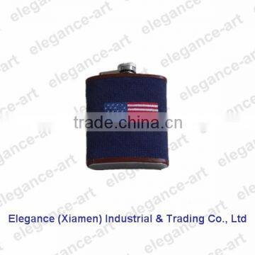 5oz Liquor Whiskey Flask, Needlepoint Sport Flask