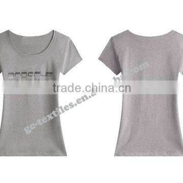 Girl's Hot Fix Rhinestone Slim Short Sleeve T-shirts for Promotion photo-4