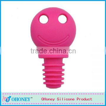 Eco-friendly fashion closures for red wine glass bottle/high quality smile face screw bottle caps/stopper/cork/beer bottle plug