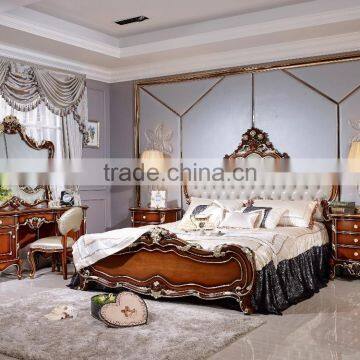 Italian Wood Bedroom Furniture Set, Luxury Royal Bed Room Furniture photo-2