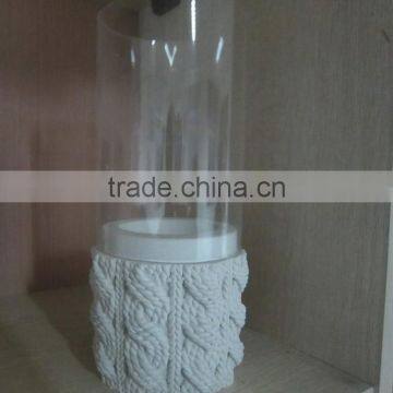 Decorative Sweater Design Fake Stone Tea Candle Holder With Cylinder Glass photo-2