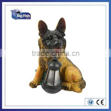 Solar powered polyresin Animal dog shaped Garden lantern with bright white LED Lights