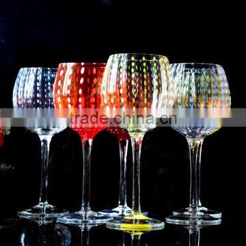 Crystal colorful spray wine glass goblet set,lead free wine glasses set large wine glass