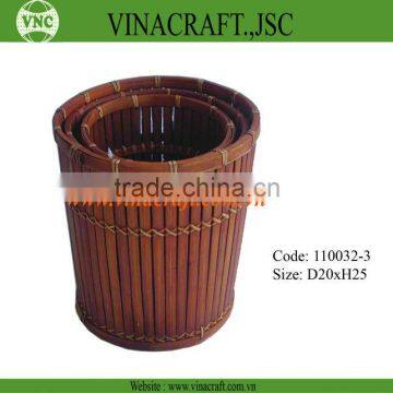 Vietnam brown bamboo waste basket 110032-3