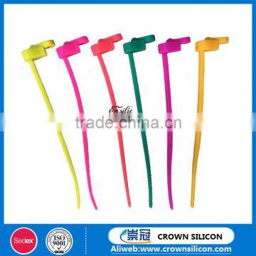 Flexible Slide Fastener Shape Silicone Cable Tie, Recyclable Silicone Food Loop