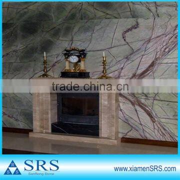 Yellow travertine fireplace surround lobby fireplace