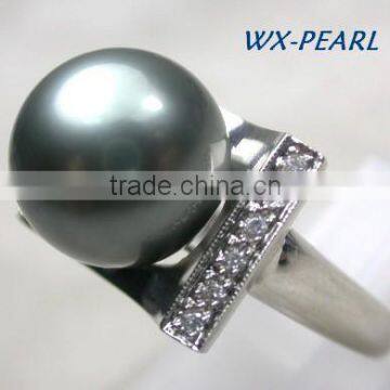 Golde Pearl Silver Ring With Tahitian Pink Round Pearl Ring photo-2