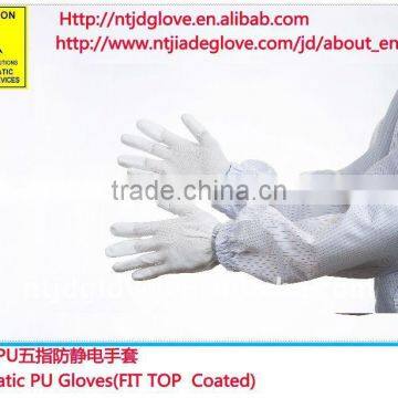 Antistatic Glove . White PU Fit Top Glove , PU Working Safety gloves