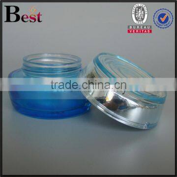 China 50g Fancy Blue Glass Cosmetic Jar Acrylic Lid Skin Care Cream Cosmetic Glass Jar photo-3