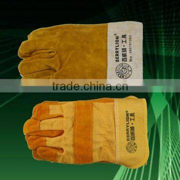 Gold Color Cow Split Welding Short Gloves for Sale photo-2