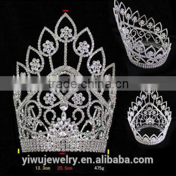 Yiwu Crystal Rhinestone Silver Plated Beauty Queen Crown For Adult Halo H172-157 photo-2
