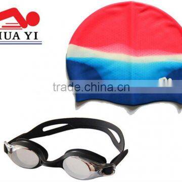 2012 Hot sale waterproof swimming caps and glasses