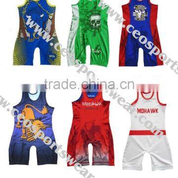 Sublimation high cut youth wrestling singlet, wrestling gear, wrestling uniform