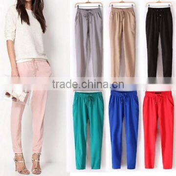 2016 Summer Plus Size Women Harem Drawstring Elastic Waist Pants Casual