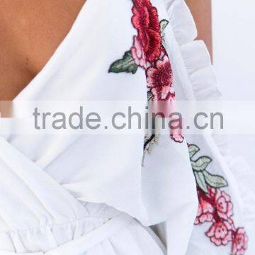 Lady Romper Flower Embroidery Playsuit Fashion New Style Summer Beach Dress photo-5