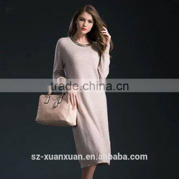 Hot Selling Winter Pure Color O-neck Long Sweater Skirt for Women