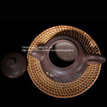 Purple Clay Chinese Nixing Peony Engraving Tea Pot Pure Handmade Big Capacity Teapot photo-3