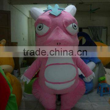 Big Head Pink Dragon Mascot Costume/Fur Dragon Mascot Costume