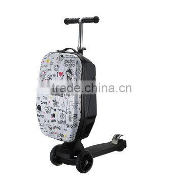 HSCK012 Popular 21 inch luggage trolley scooter kids travel scooter suitcase