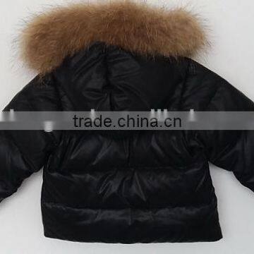 Baby Boys Black Color Faux Fox Fur Coollar Down Jacket photo-2