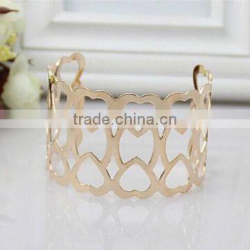 New Design Double Heart Hollow Open Bangle,Europe Style Adjustable Gold Ladies Bangles photo-4