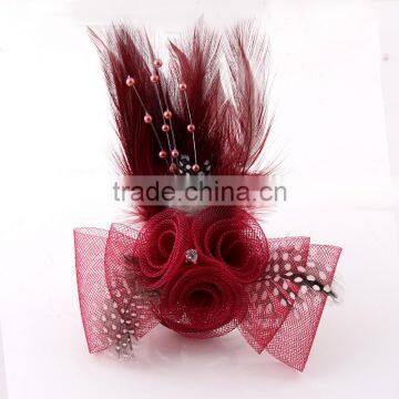 Satin Silk Fabric Flower Feather Brooch Wedding Party Favor Bridal Jewelry New Design Suit Brooch Customized Costume Jewelry photo-1