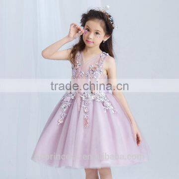 Best Quality Purple Handmade Decoration Girl Party Wear Western Dress photo-3
