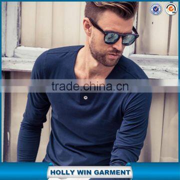 2015 New Plain Fashion Style Mens Elongated Tshirt With Long Sleeve photo-3