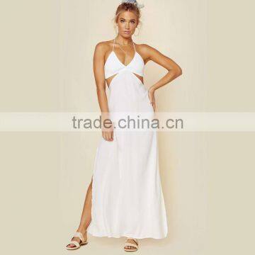 Cut Out Slit Maxi Dress With Drawstring Sexy Women Summer Dress 2015 photo-4