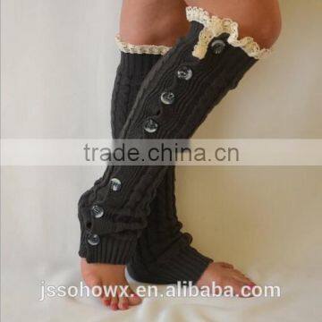2014 Wholesale Hot Sale Open Knit Lace Trim Knitted Leg Warmer photo-2