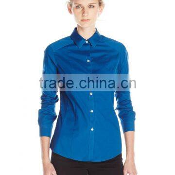 women's high quality office wear formal ink color long sleeve shirt manufacturer