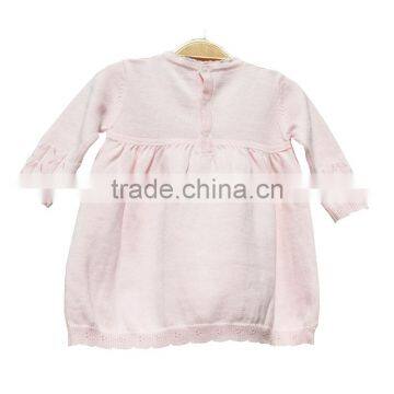 Round Neck Cardigan Cotton Knitting Baby Girl Sweater Dress photo-2