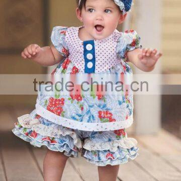 Factory price giggle moon remake outfits children Girls Boutique Clothing With Flower