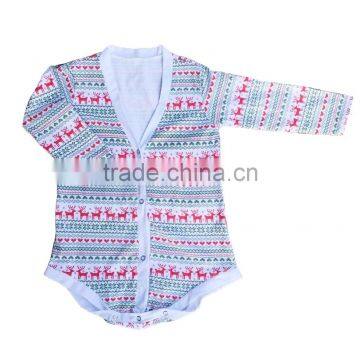 Wholesale baby reindeer romper infant christmas rompers cotton button newborn items