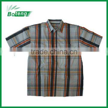 Men's yarn dyed cotton casual half sleeve muslcle shirts