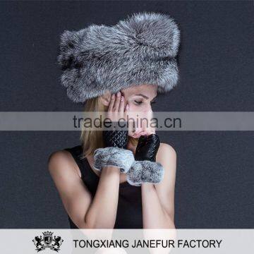 2017fashion real fox fur cylindrical hat keep warm for women