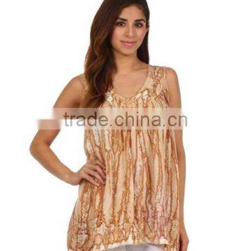 Women's Rayon Tie & Dye Embroidered Top / Tunic