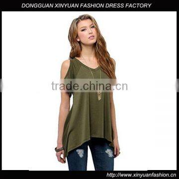 Hot selling womens Shoulder Off Wide Hem Design Top Shirts