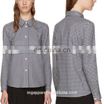 Wholesale check printrf tops fashion cotton shirts for women