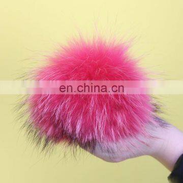 Fluffy Full Dyed Color Raccoon Fur Ball for Key Rings/shoes/bag Carm photo-2