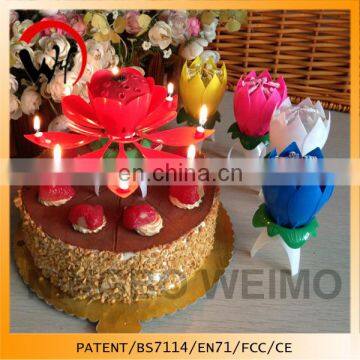 2014 hot sales birthday music lotus flower candle