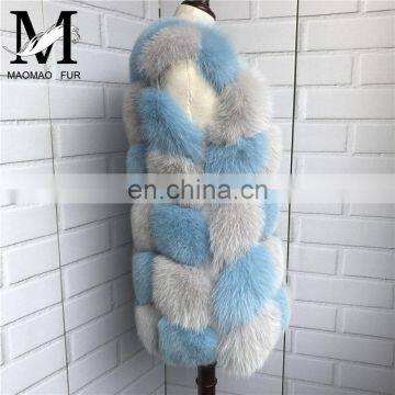 2015 Top Level Women Real Fox Fur Vest 100% Genuine Natural Fox Fur Sleeveless Jacket