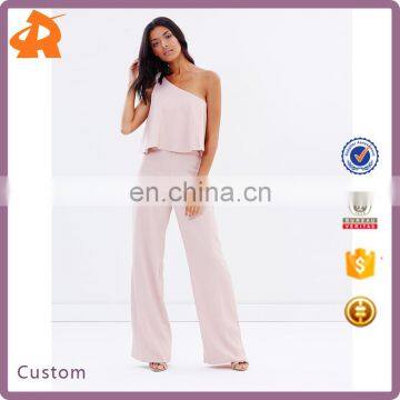 Wholesale Customized One Shoulder Jumpsuit Plus Size Factory Price Wide Leg Women Jumpsuit